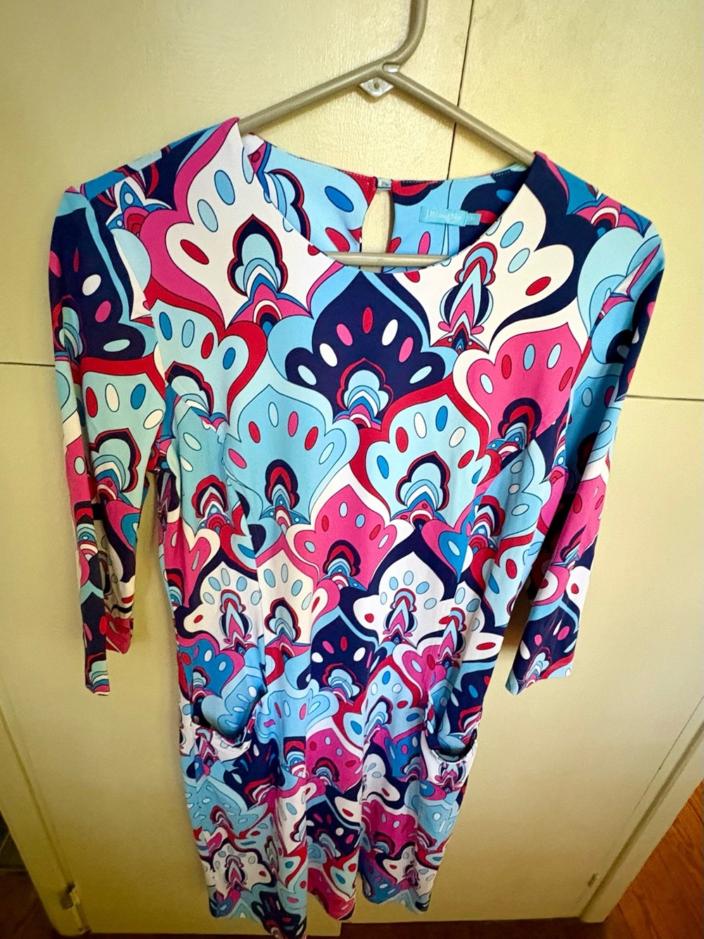 J McLaughlin Women's Long Sleeve Multicolor Print Dress - Blue & Pink